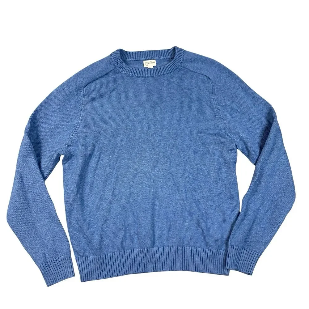 J Crew Sweater Mens XL Blue Heritage Cotton Crewneck Raglan Casual Fall BI841
